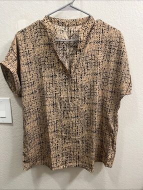 Brown with black print blouse